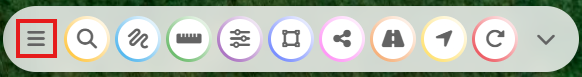 Toolbar with various icons: menu, search, link, ruler, sliders, frame, share, arrow, location, refresh, set against a green textured background.